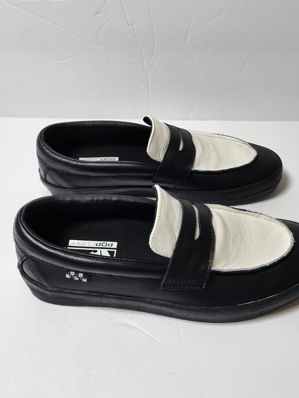 Vans Skate Loafer Black And White Color Way Leather Slip On Mens Size 9 - Picture 4 of 9